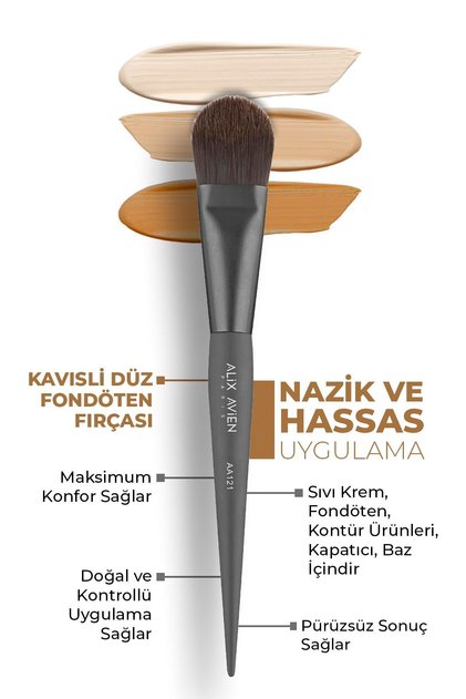 Kavisli Düz Fondöten Fırçası - Flat Foundation Brush