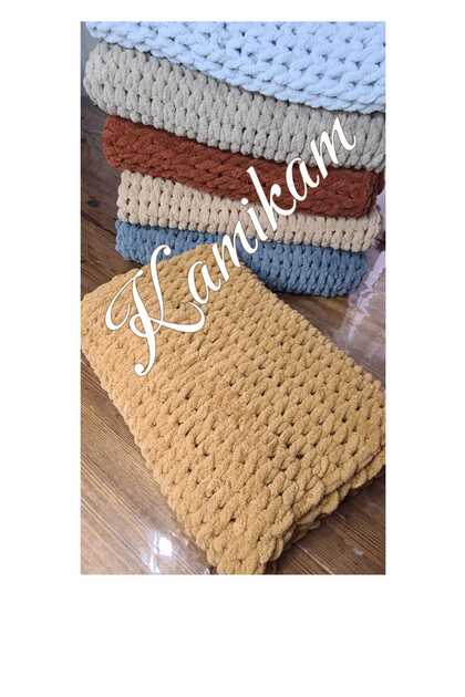 Plush Velvet Soft Alize 100 X 100cm Hand Knitted Baby Blanket