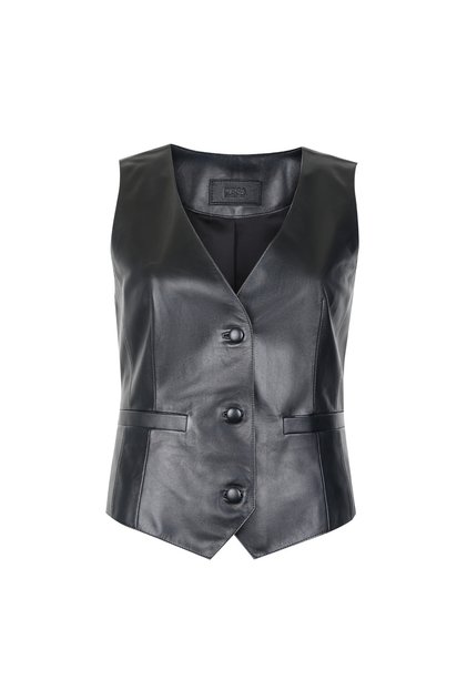 Itala Black Women's Leather Vest