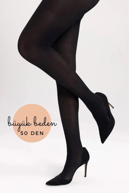Daymod Micro Maxi 50 Denier Medium Thick Very Soft Large Size Pantyhose /50 Black