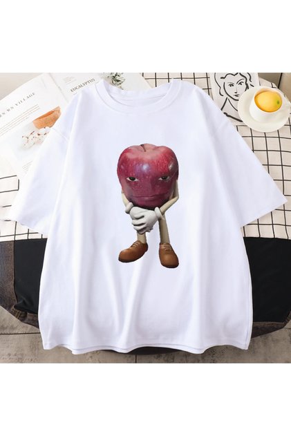 Vintage Apple Design Graphic t Shirt Men Women Funny Y2K T-Shirt Hip Hop Streewear 100% Pam