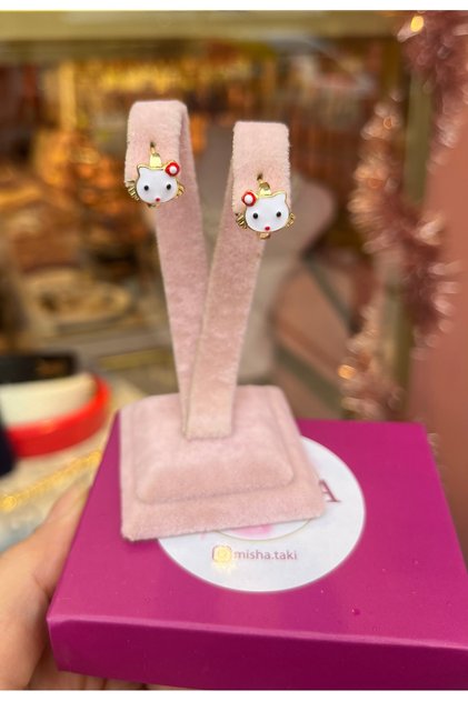 Kuyumcu Model Hello Kitty Çocuk Küpesi