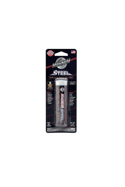 Steel Epoxy Putty Stick, gray two-part epoxy that permanently repairs leaks, holes and cracks in metal, bonds to steel, aluminium, iron, brass, copper and wood, machinable when cured, 2 oz