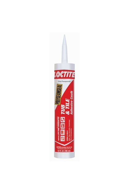 Polyseamseal Tub and Tile Adhesive Caulk, Clear, 10 oz Cartridge, Acrylic Mildew-Resistant Latex Sealant, Watertight and Flexible, Dries Clear, Paintable, for Tubs, Tile and Sinks (2137997)