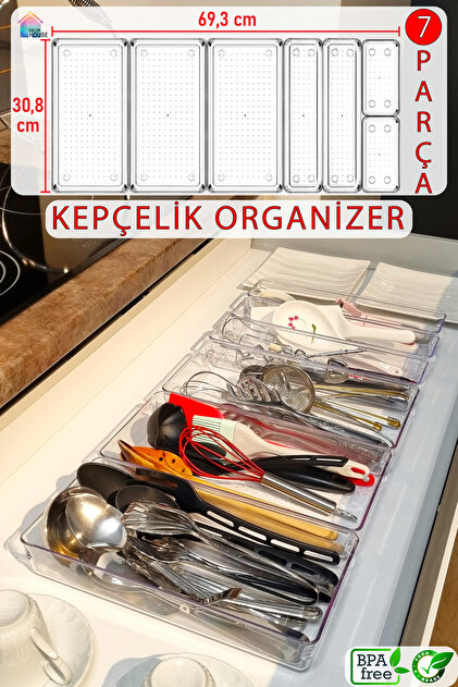 color house 7'li Kepçelik Set Modüler Organizer Kepçe Tahta Kaşık