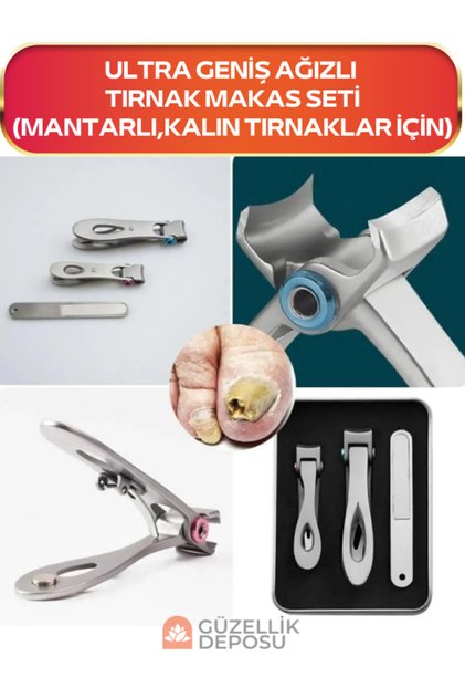 Ultra Geniş Ağızlı Paslanmaz Tırnak Makası Seti (KALIN,MANTARLI,SERT TIRNAKLAR İÇİN)