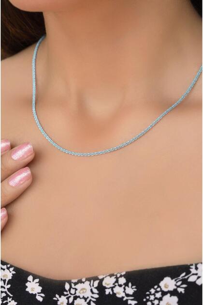 Silver Colored Sparkling Steel Chain Necklace