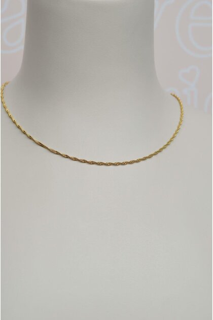 Sparkling Twisted Steel Chain Necklace 45 cm
