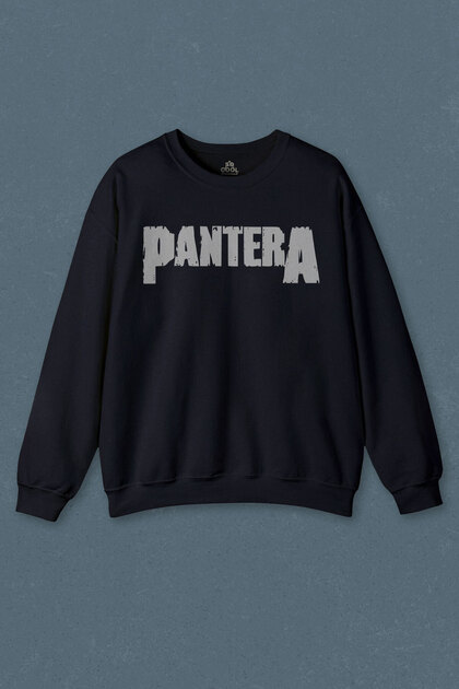Navy Blue Sweatshirt Rock Pantera Groove Heavy Metal Logo Printed Unisex Sweat