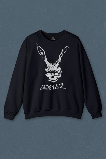 Navy Blue Sweatshirt Donnie Darko White Rabbit Movie Movie Dark Printed Unisex Sweat