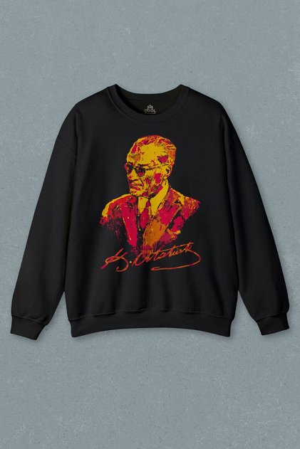 Charisma Glasses Ataturk Yellow Red Galata Printed Sweatshirt