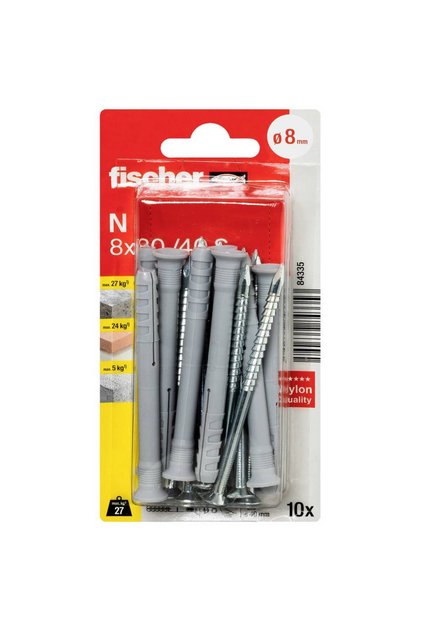 مسمار تثبيت Hammerfix N 8 x 80/40 S، مسمار نايلون مع برغي مخفي مطلي بالزنك، سريع التثبيت بالكسر، مع مانع تثبيت بالكسر، فتحة متقاطعة للإزالة، للخشب، قطر 8 مم، 80 مم، 40 مم قابل للتثبيت