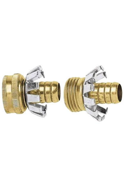 Brass Clincher Hose End Repair Kit, 3/4 in., Includes Both Male and Female Ends, Solid Brass, Fits Standard Plastic and Rubber Garden and Irrigation Hoses, No Special Tools