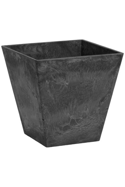 Ella Square Planter, 6 inch, Black, Resin and Crushed Limestone with Marbled Stone Look, Removable Water-Minder Self-Watering Insert, Frost-Proof, Lightweight, 50% Recycled, Indoor/Outdoor