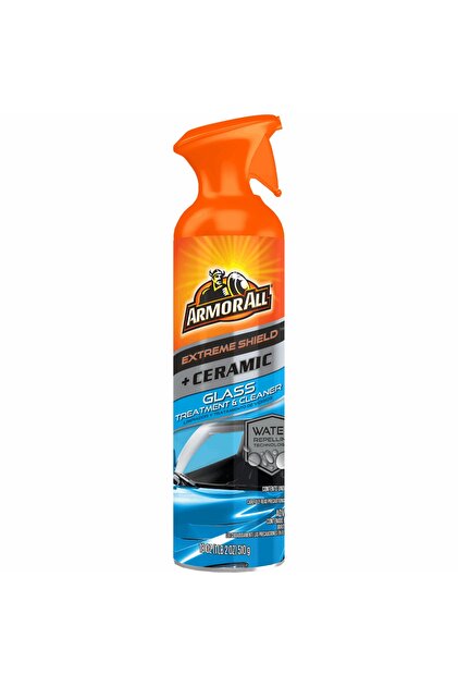Extreme Shield + Ceramic Glass Treatment and Cleaner, 18 oz Multidirectional Aerosol, SiO2 Hydrophobic Water-Beading Coating for Streak-Free Exterior Auto Glass, for Everyday Use