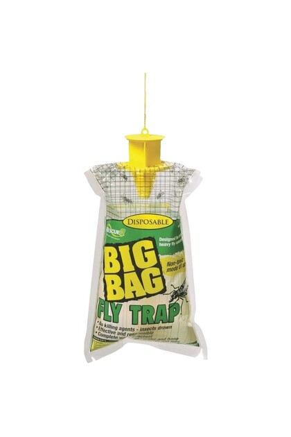 Disposable Big Bag Fly Trap, Outdoor, Model BFTD-DB12, Non-Toxic Water-Activated Food-Grade Attractant, Catches up to 40,000 House Blow Bottle and Flesh Flies, for Barns Stables and Compost