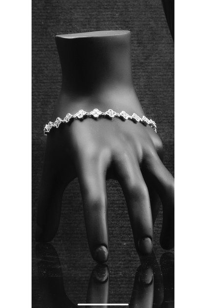 Clover Detailed Zircon Stone Steel Bracelet