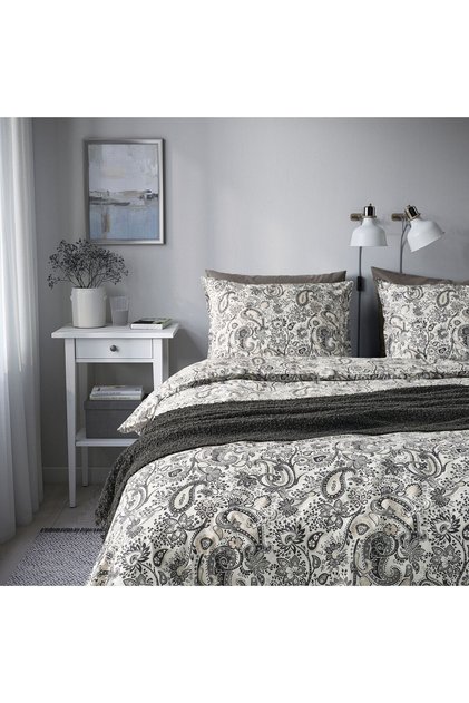 Double bed linen set, pink-white, 240x220/50x60 cm 80% cotton, 20% viscose/rayon