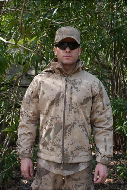 Pars Camouflage Softshell Coat, 6-Pocket Hooded Tactical Coat, Protection Clothing