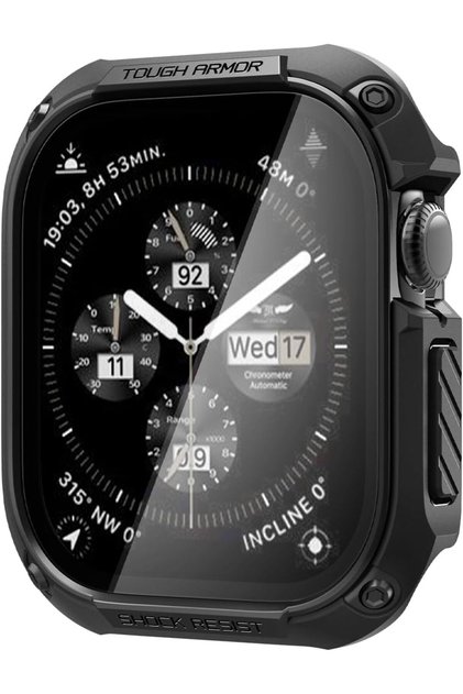 Tough Armor for Apple Watch Series 10 (46mm) Case with built in Screen Protector - Black