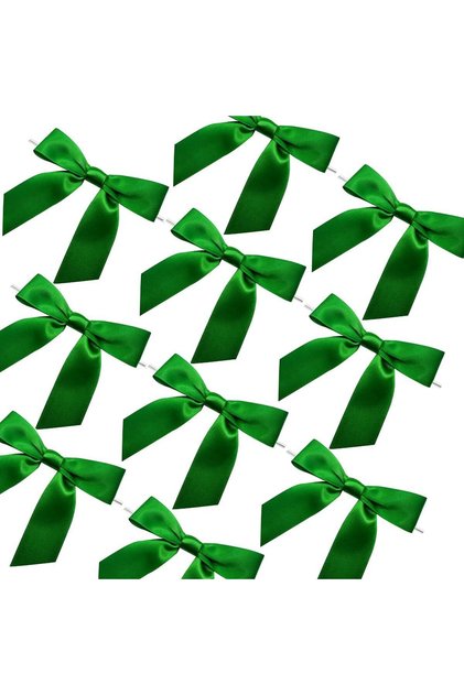 10 Pieces - Satin Green Ribbon Bow - Emerald Green – Ribbon