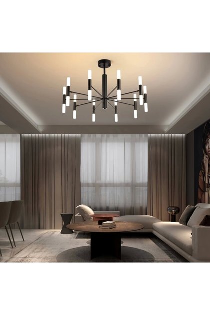 Ledli Plafonyer Modern Aydınlatma Siyah Sarkıt Ledli Salon Avize ve Yatak Odası Avize
