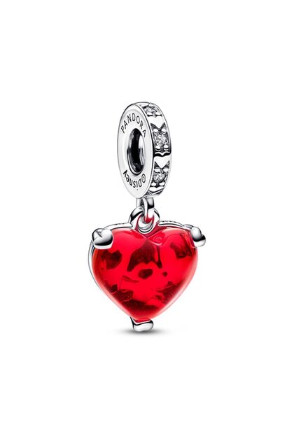 Disney Mickey & Minnie Mouse ÖpücükKırmızı Murano Cam Sallantılı Charm