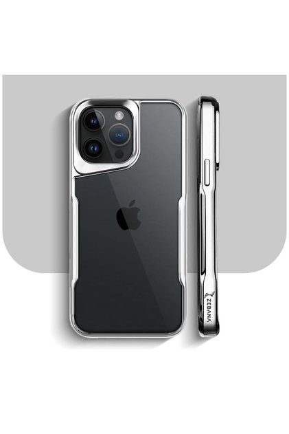 Apple iPhone 14 Pro Max Compatible Case Zebana Platinum Silicone Case Silver