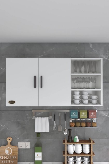 Hazır Mutfak Fulvus22 Byz 060*120*22 Mutfak Banyo Dolabı Kapaklı Raflı