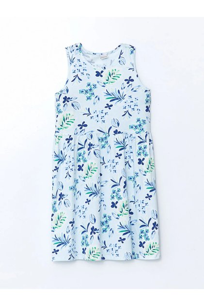 Lcw Kids Blue Crew Neck Girls' Dress