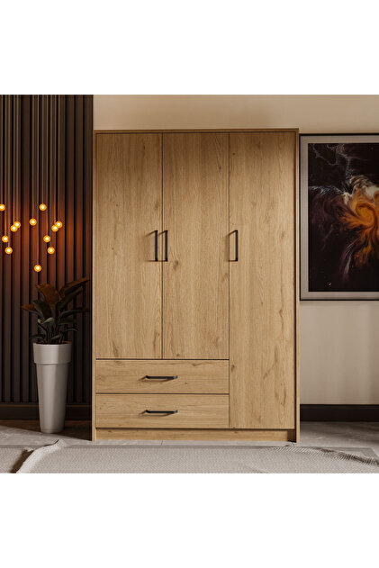 Mezza 3506 Grande Modern 3 Kapılı 2 Çekmeceli Gardırop Sepet Rengi