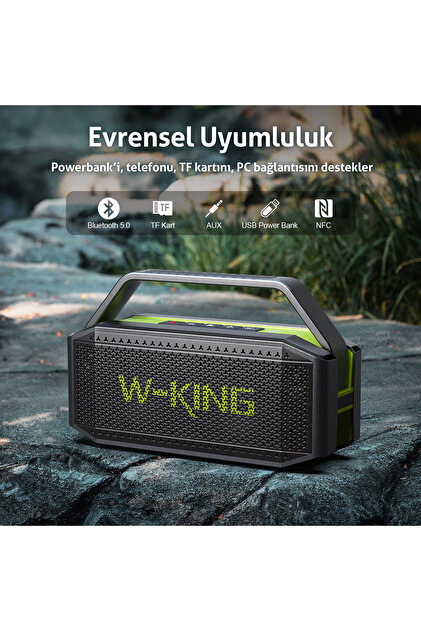 W-KING D9-1 Bluetooth Hoparlör, 60W Ultra Bass Boombox, 40 Saate