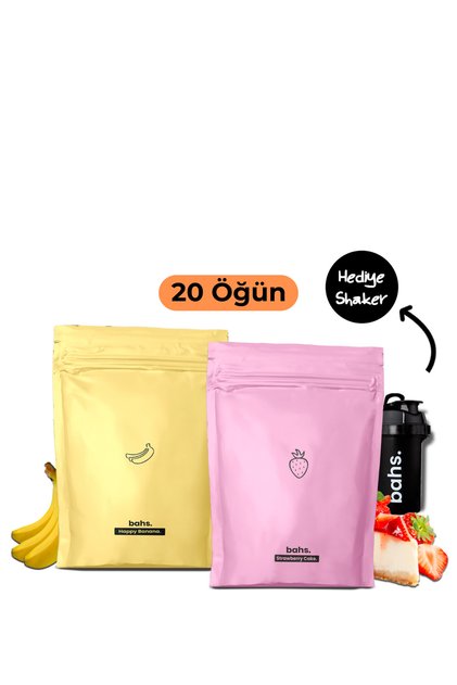 Proteinli Öğün Tozu | 1 Happy Banana 1 Strawberry Cake | 1 Shaker HEDİYE