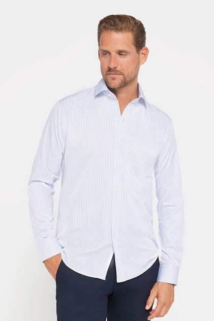 Men's Regular Fit Classic Cut Cotton Easy Iron Stripe Shirt