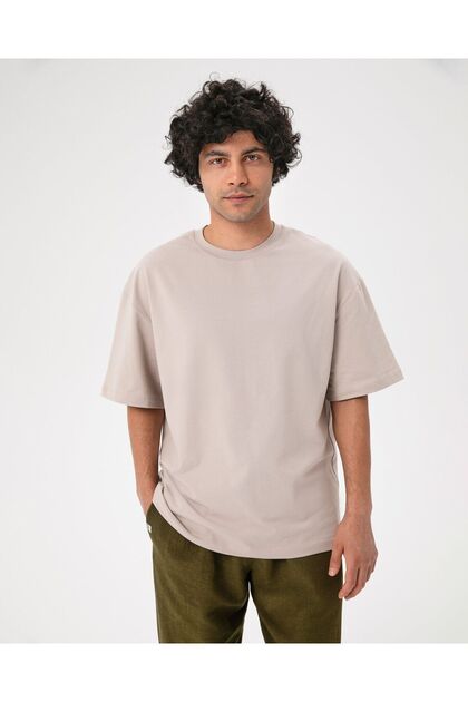 Light Gray Organic Cotton Short Sleeve Men's Oversize T-Shirt