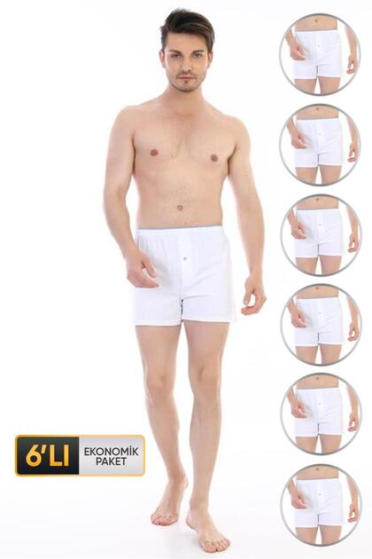 Men's Combed Cotton White Boxer 805 Economical Pack of 6