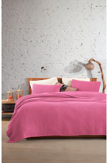 100% Cotton Waffle Double Fringe Free Bedspread 230X250