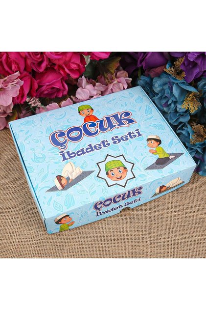 Children's Prayer Mat and Educational Book Prayer Set - Blue 45X82 cm - 110 Gr - Rosary