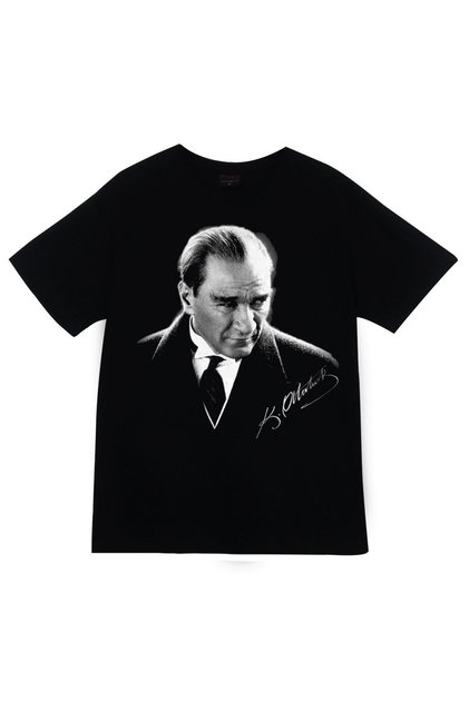 Gazi Mustafa Kemal Atatürk Printed Unisex 100% Cotton Black T-Shirt