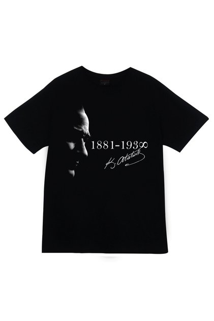 Gazi Mustafa Kemal Atatürk Printed Unisex 100% Cotton Black T-Shirt