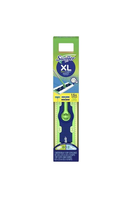 Sweeper Wet Mopping Cloth Starter Kit, Includes Sweeper Tool and Pre-Moistened Wet Cloth Refills, Grips and Locks Dirt, Grime and Hair on Finished Hard Floors, Multi-Surface, Multicolor