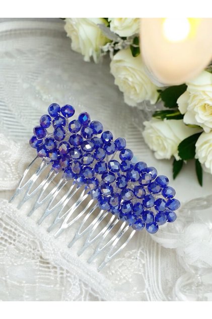 Accesoriu pentru clema de par mini pieptene albastru bleumarin
