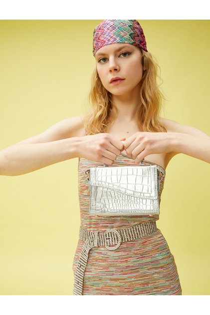 Evening Dress Bag with Cross Shiny Strap Lined