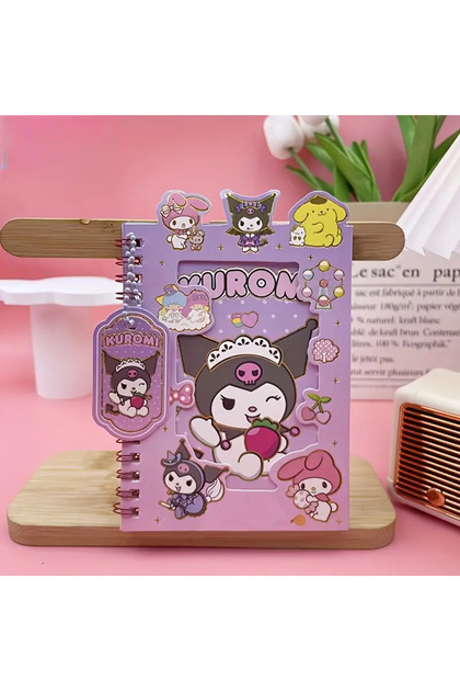 Genel Markalar Kuromi - Sanrio Kawaii spiralli 16 sayfa sticker
