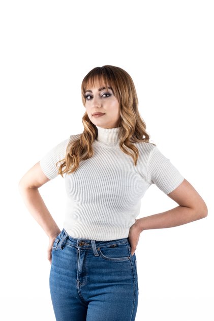 Half Sleeve Turtleneck Knitwear Knitted Badi Sweater