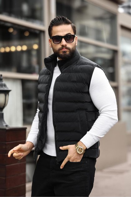 High Collar, Double-Stitched, Quilted, Standard-Fit, Puffer Vest 24Use2478