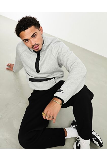ウェア HALF ZIP ROUND FLEECE TOP Nike Tech Fleece Half-Zip Top Gri Erkek Sweatshirt - Fiyatı, Yorumları