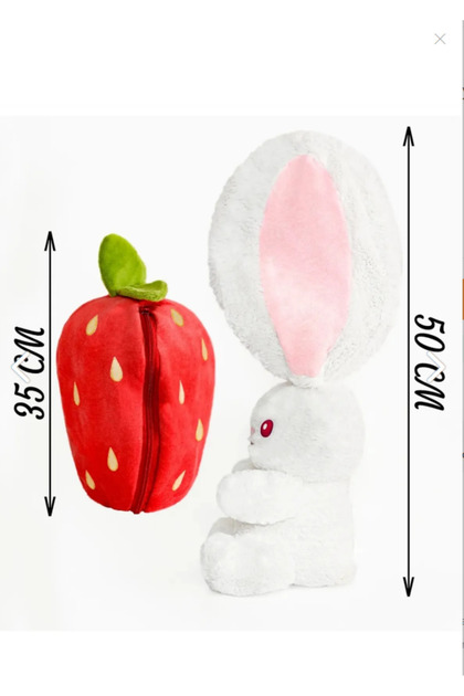 Funlas Sevgiliye Özel Hediyelik Çilek Tavşan Peluş Oyuncak 50 Cm