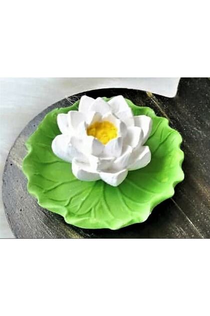 3D Incense Burner Lotus Flower, Water Lily Flower on Leaf Silicone Mold K-617