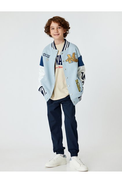 Blue Boy's Oversized Varsity Jacket